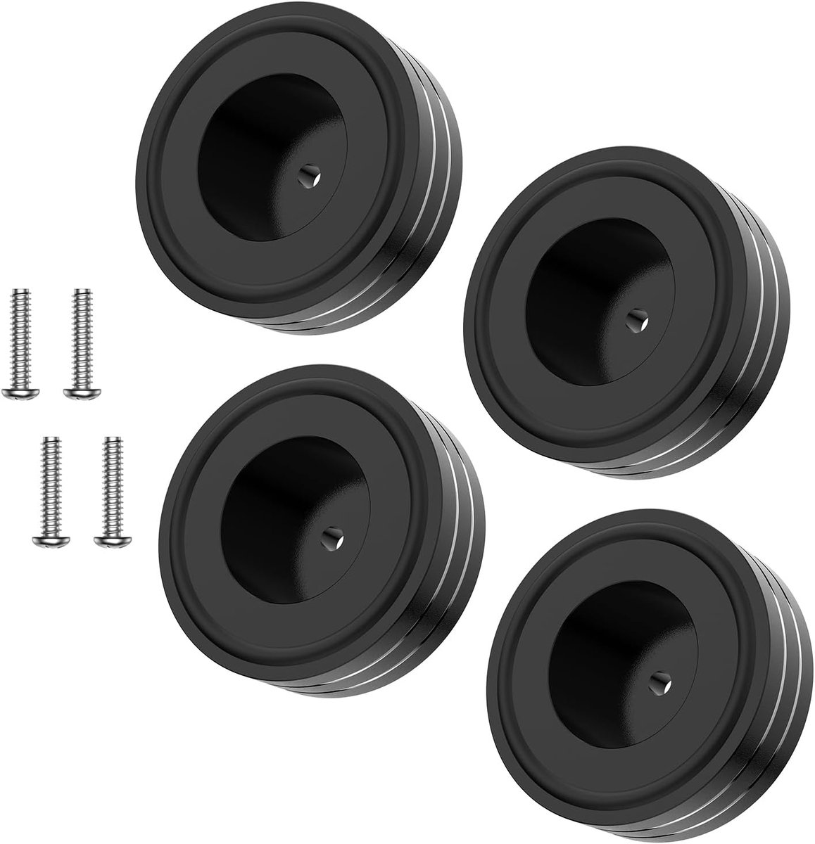4 stuks luidsprekervoeten trillingsdemper 58 mm × 22 mm zwart subwoofer aluminium HiFi apparaatvoeten luidspreker absorberende voeten om te schroeven