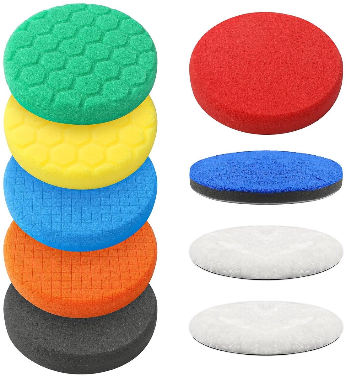 9-delige polijstspons 125 mm auto polijstpads klittenband set rasterstructuur/honingraat/platte polijstsponzen polijstset auto 125 mm polijstsponzen polijstpad voor excentrische polijstmachine