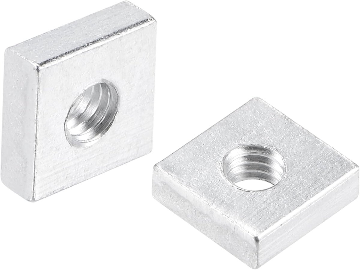 Vierkante moeren, M4x9mmx3mm verzinkt metrisch grof draad sorteerset, 100 stuks