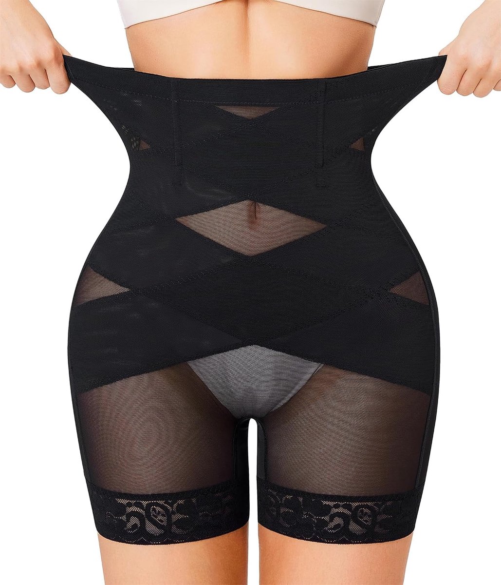 Shapewear Buikweg-onderbroek voor dames, hoge taille, korsetbroek met pijpen, figuurvormende korsetbroek, sterk vormende body shaper, ondergoed, buikcontrole, korte broek, leggings, shorts