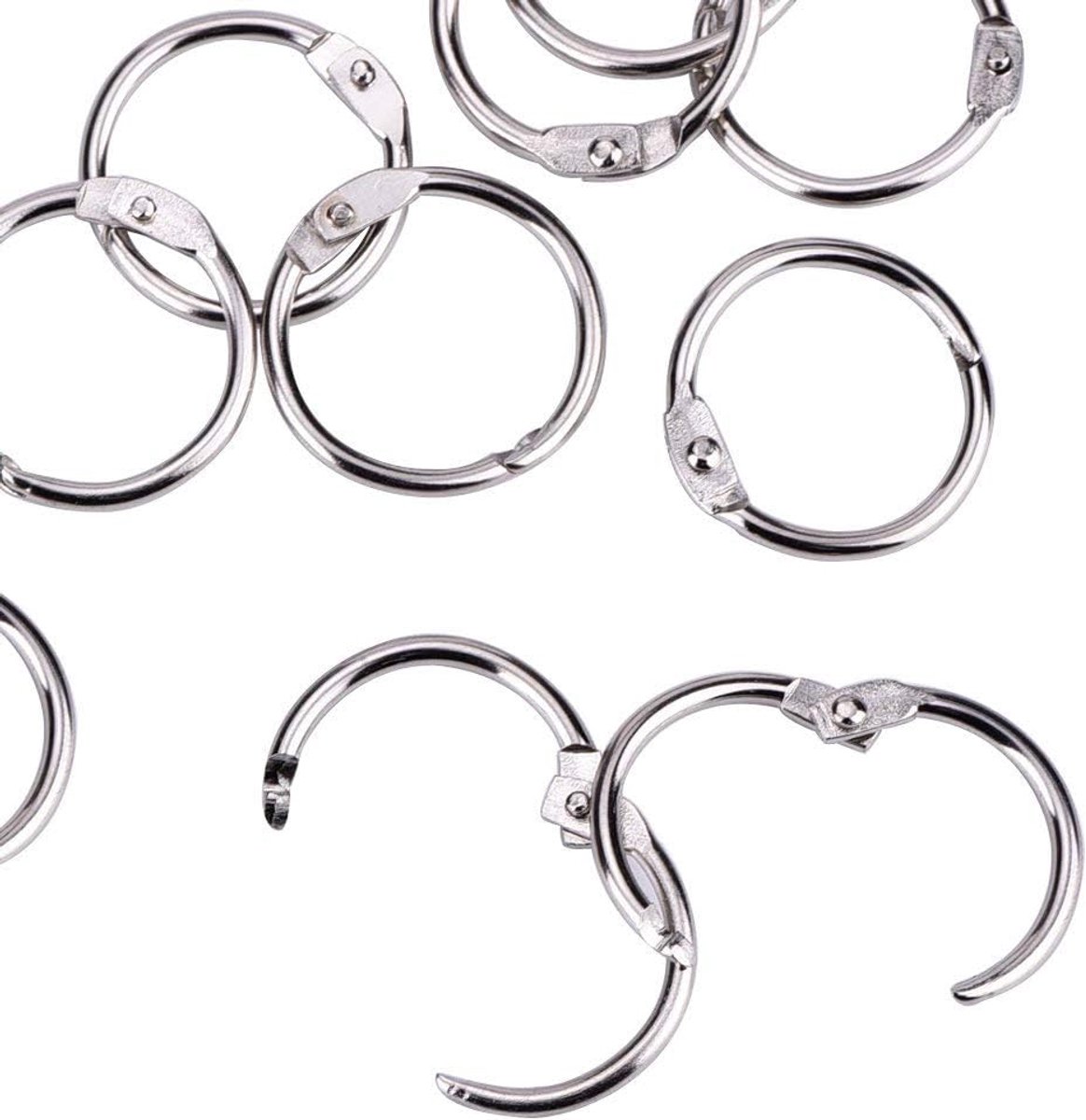 100 Stuks 1 Inch Metalen Ronde Losse Blad Binder Ringen, Zilver