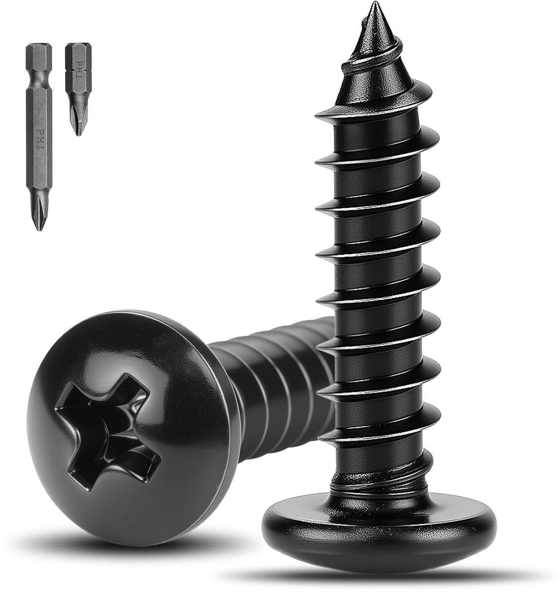 30 stuks zwarte schroeven, M3 x 10 mm, zwarte ronde kruisvormige houtschroeven voor metalen meubels