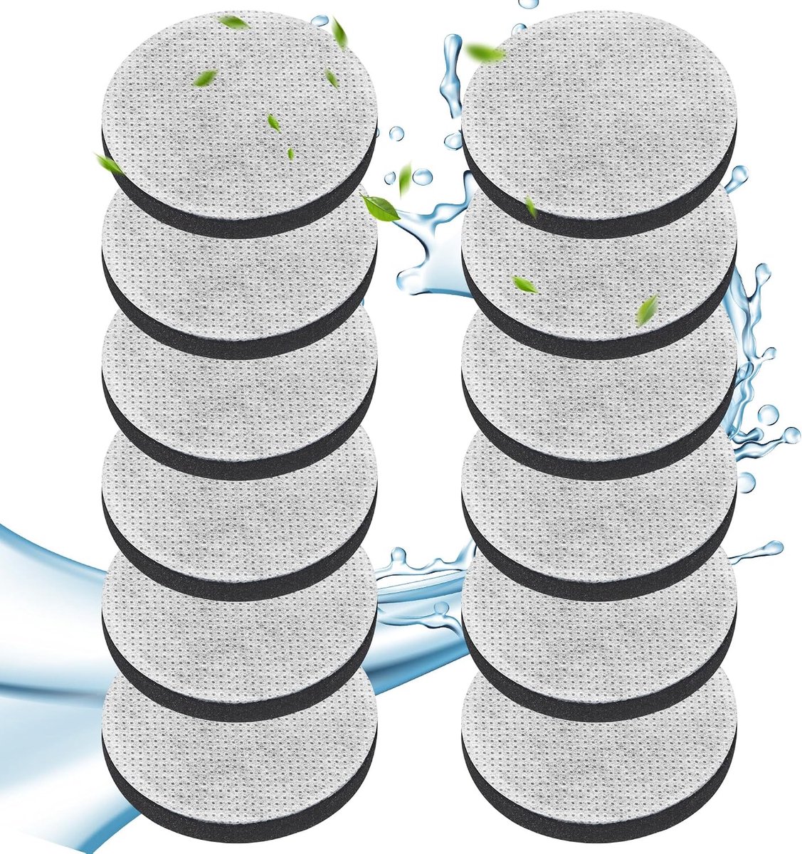 12 Stuks MicroDisc Vervangende Filters Geschikt voor Brita Waterfilter Flessen, Compatibel met Brita Fill & Go Vital & Active, Vermindert Chloor, PFAS & Microdeeltjes, voor Zuiver en Fris Drinkwater