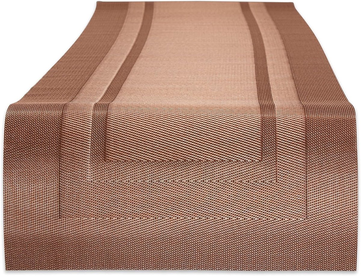 Tafelblad-collectie van geweven PVC, tafelloper voor binnen en buiten, 36 x 183 cm, bruin (Cinnamon)