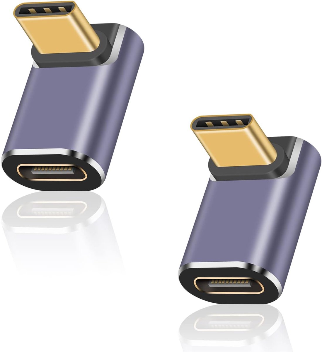 USB C-hoekadapter 40 Gpbs, 90 Graden Adapter Voor 8k@60HZ en 100W Snel Opladen, Compatibel Met Thunderbolt 3/4, Type C-interface-apparaten (2 Stuks)