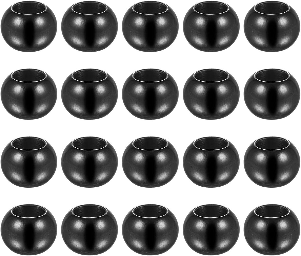 Kralen 8 mm roestvrij staal 4 mm gatdiameter. Korrel voor doe-het-zelf handwerk zwart