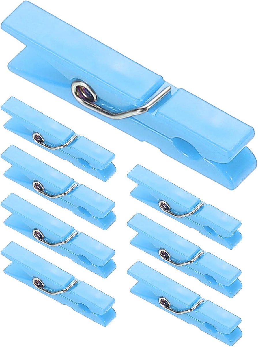 Wasknijpers, 100 stuks mini kleurrijke plastic kledingclips sterke grip fotoclips voor foto's, hangende kleding, decoratieve ambachten, blauw