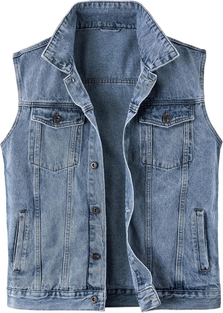 Denim Vest Korte Mouwloze Spijkerjas Vintage Mouwloos Mode Casual Biker Denim Motorjas Motorjas