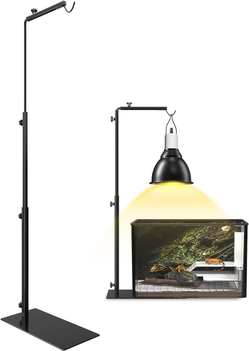 40-93 cm verstelbare lampstandaard voor reptielen, warmtelampenstandaard, hoogte reptielen, lamphouder met sokkel, terrarium, lichtstandaard voor schildpadden en spinnen (zonder lampen)
