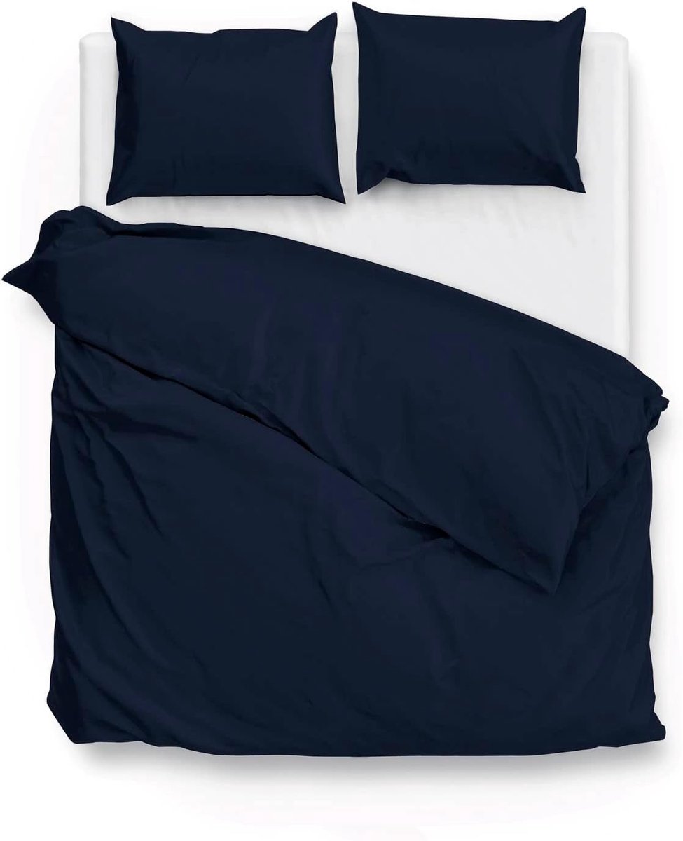 Dekbedovertrek 240x200/220cm - uni katoen satin - navy blauw - heerlijk zacht - SnelShoppen