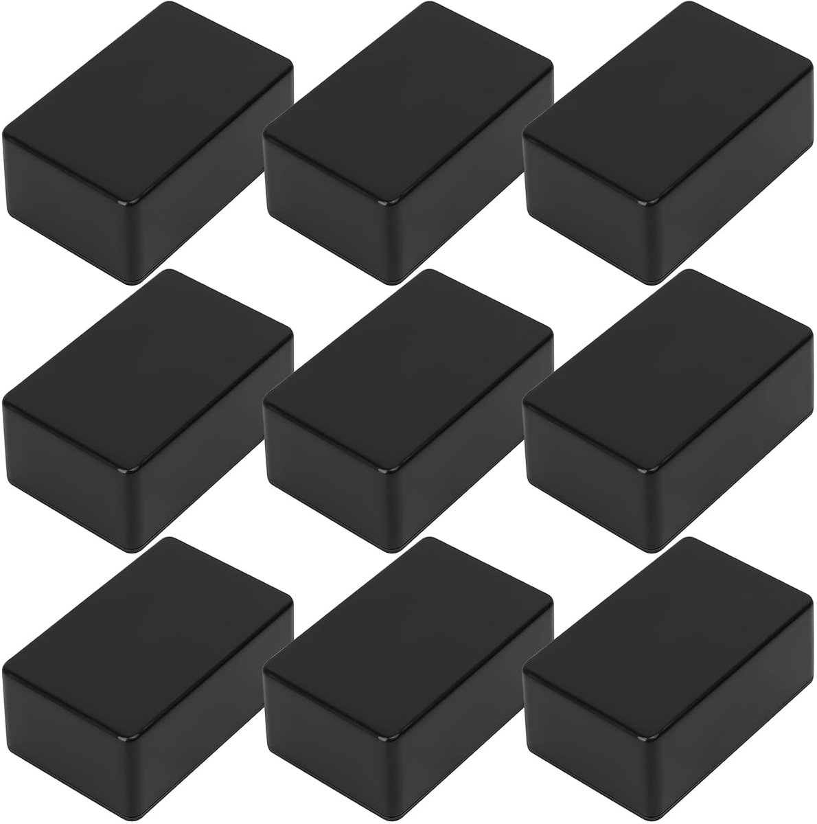 9 stuks ABS kunststof waterdichte projectdoos - opbouwgemonteerde aanpasbare doos, zwart/70x46x29,5mm