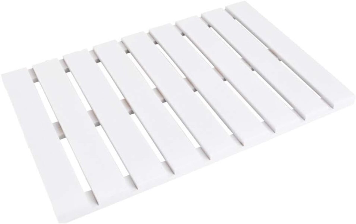 Bamboo badmat - witte houten douchemat - modern design - veilig uit de douche - SnelShoppen