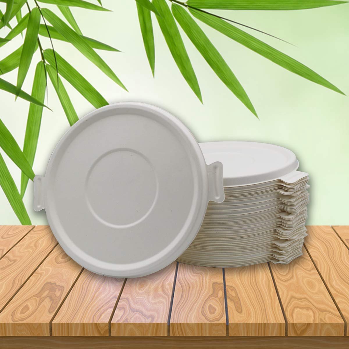 Tasty deksel voor menuschaal suikerriet, diameter 19,5 cm, 1300 ml, 50 stuks bagasse