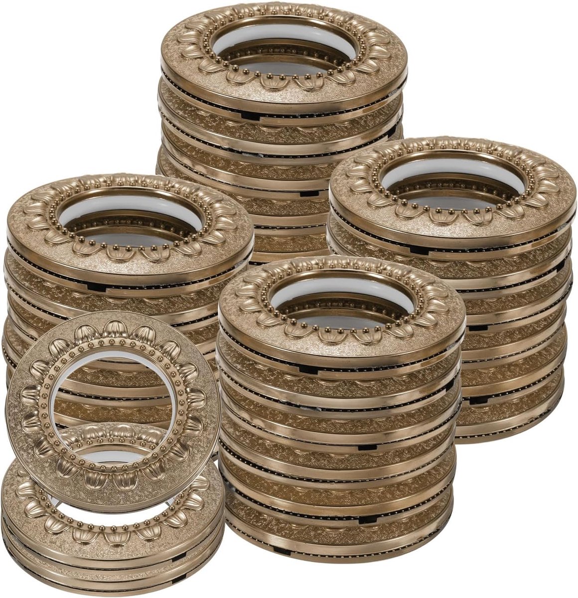 32 stuks gordijnogen, 1-5/7 inch (42 mm) ID-patroon, raamgordijnpanelen, ringringen, geluidsarm, schuifroman gordijn, hardware-clipringen voor gordijnroede thuis, koffie
