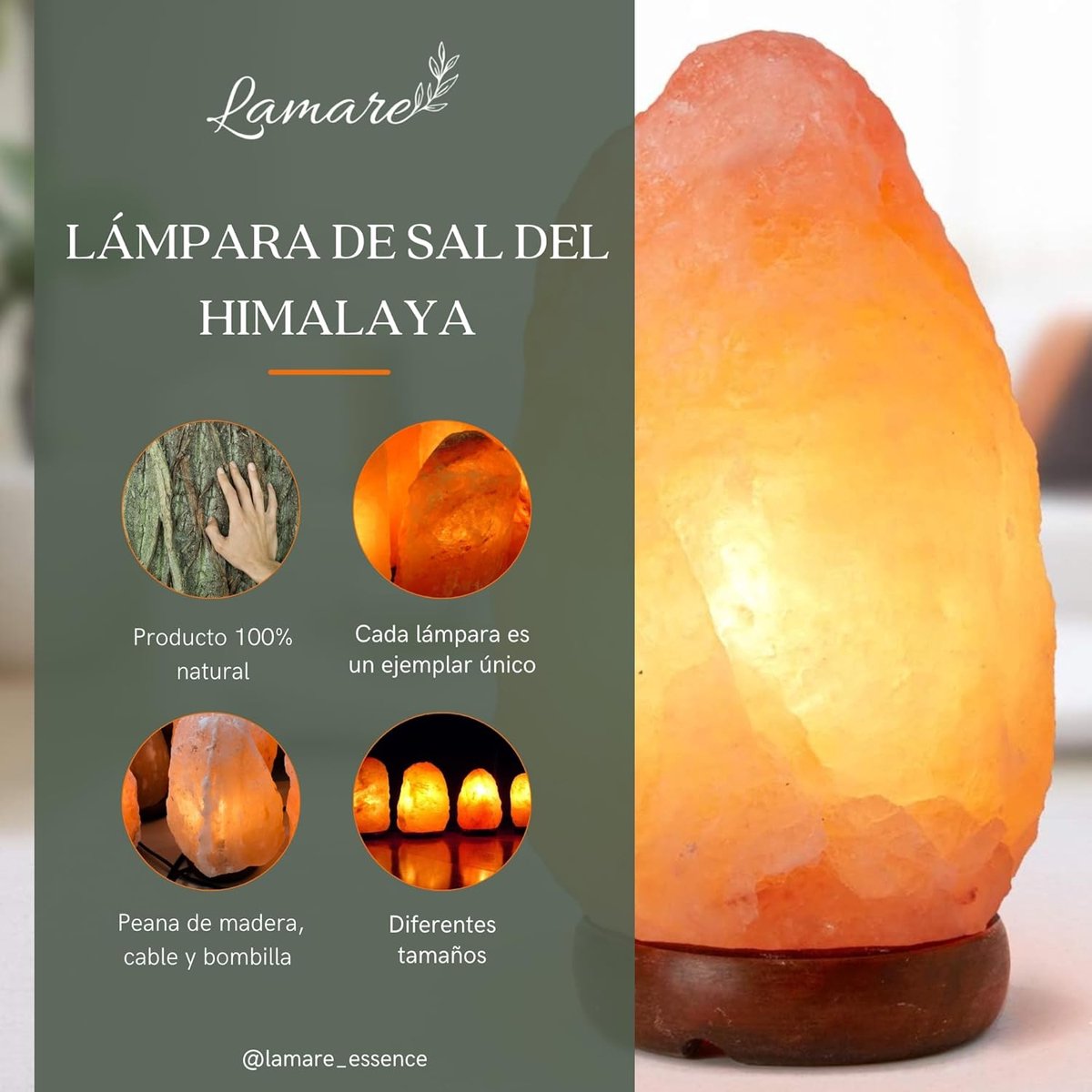 Himalaya zout USB lamp - roze - houten basis - sfeervolle verlichting - ShopVlot