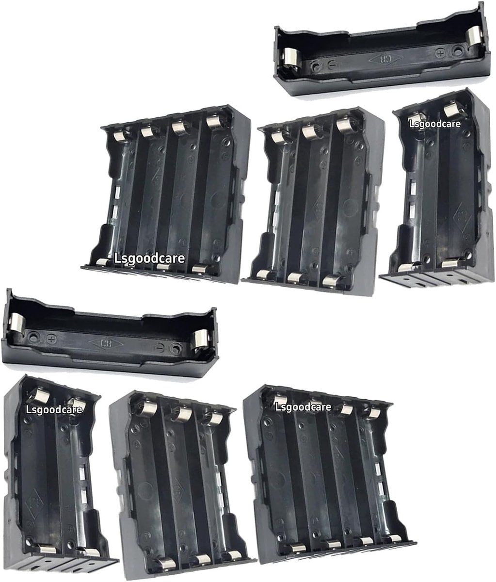 18650 batterijhouder set 8pcs - 3,7V DIY batterijopslag - parallel/serie zwart plastic - ShopVlot