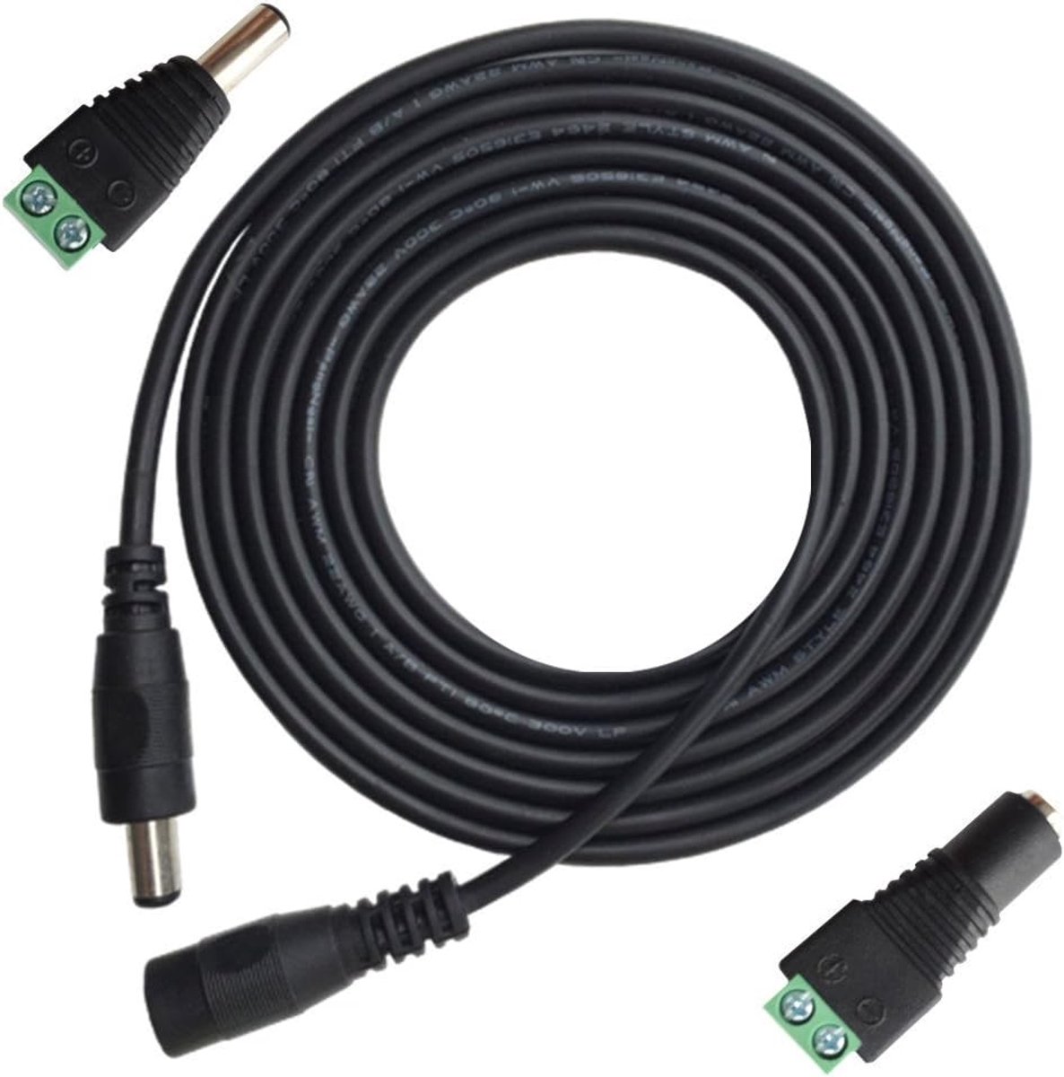 DC 12V verlengkabel 10m - 5.5 x 2.1mm - 22AWG koperdraad - ideaal voor camera's en LED-strips - ShopVlot