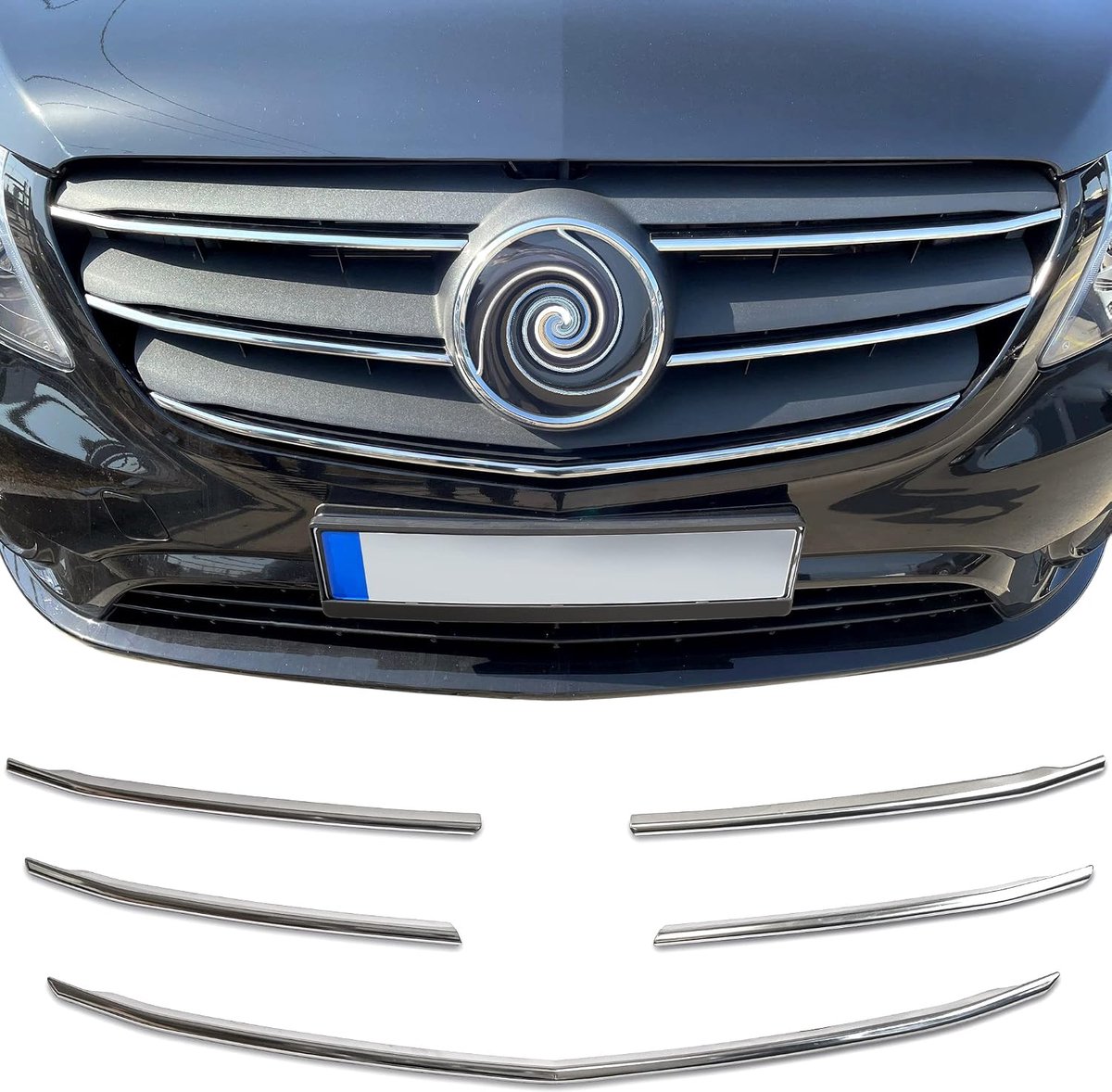 Koelrooster strips RVS V2A - chroom - voertuig specifieke pasvorm - eenvoudige montage - ShopVlot