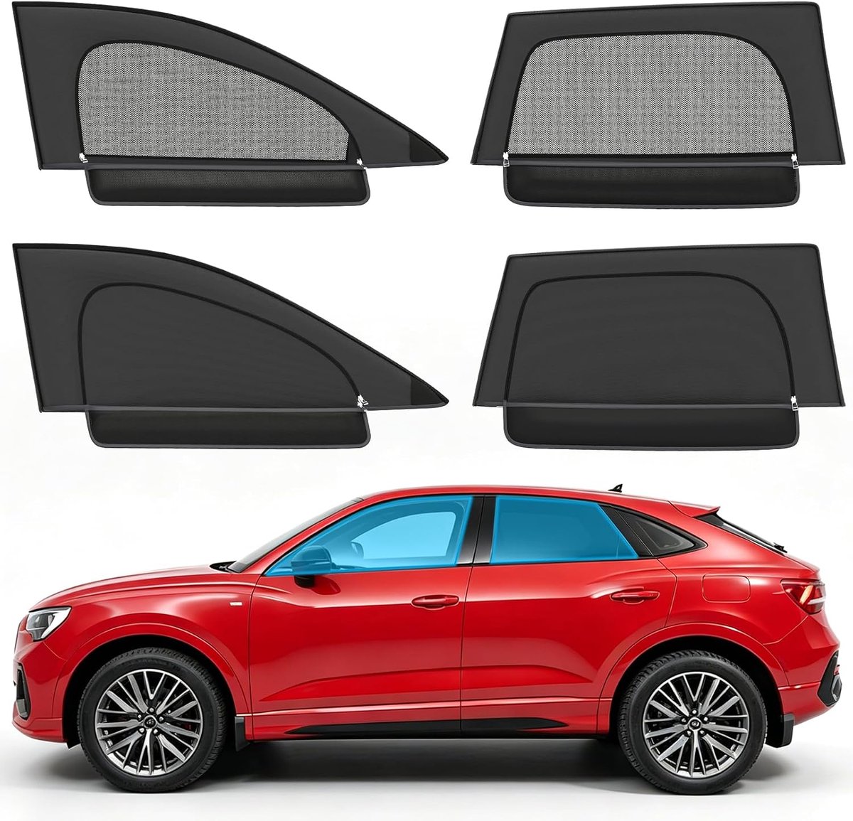 Insectenhor voor zijruit Audi Q3 2019-2025 - ademend mesh - zonwering en inkijkbescherming - verbeterde luchtcirculatie - ShopVlot