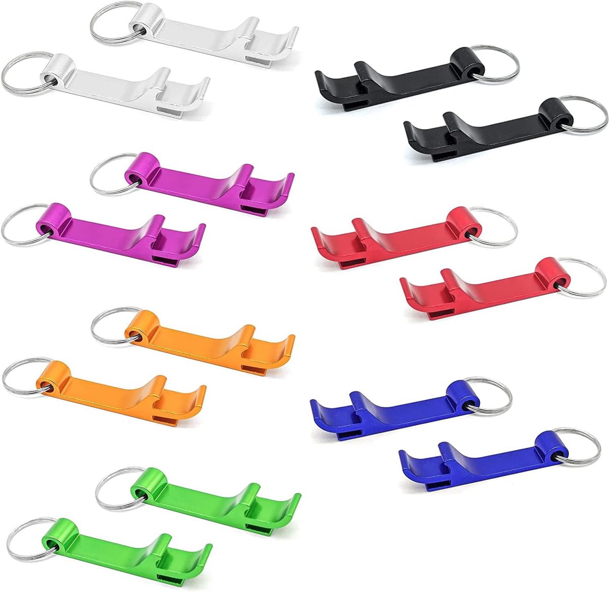 Flessenopener set 14 stuks - Aluminium sleutelhangertjes - Meerdere kleuren - Ideaal voor feesten - ShopVlot