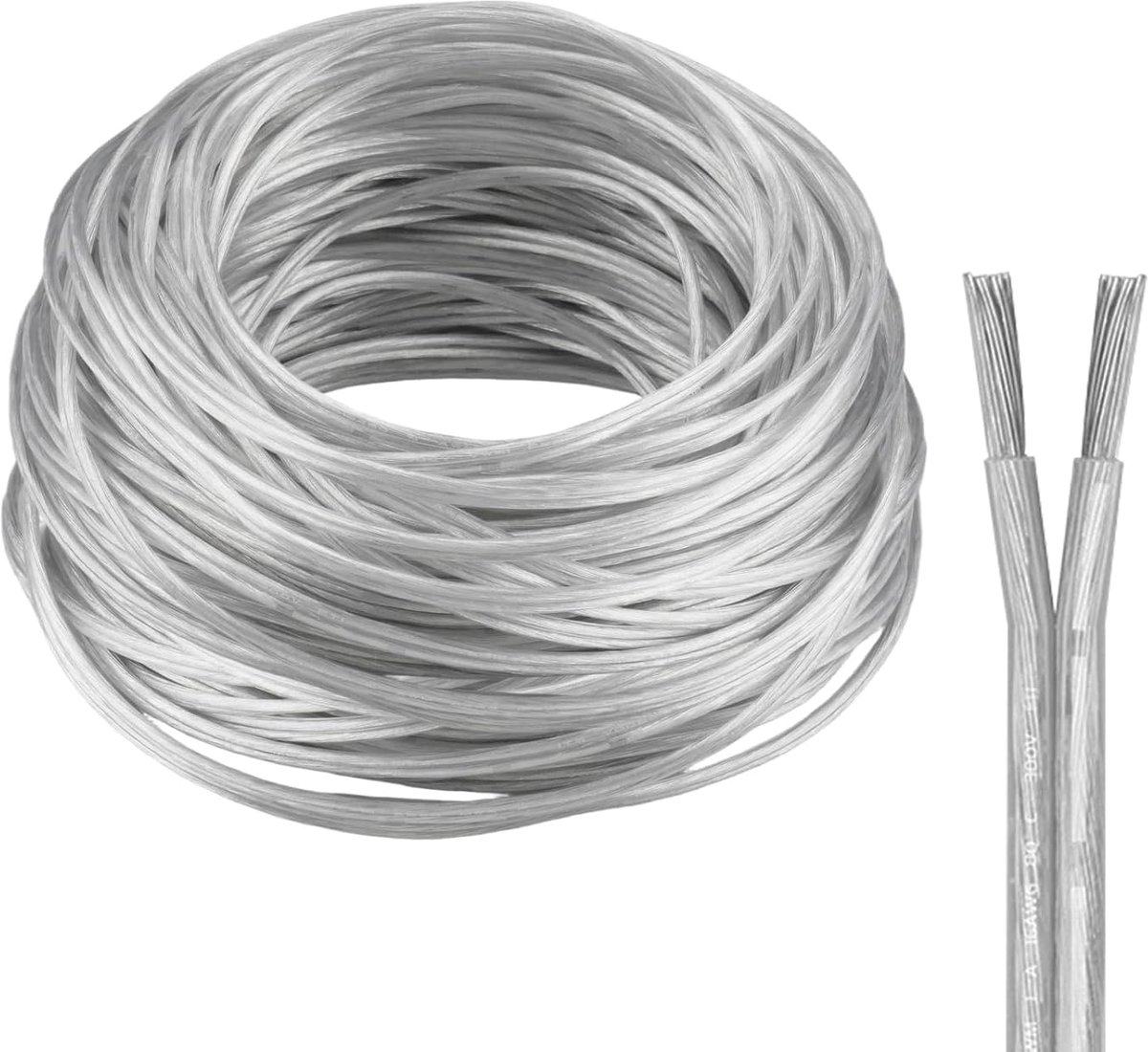 Elektrische kabel 15 m - 2-aderig transparant - flexibel PVC - ideaal voor lampen - ShopVlot