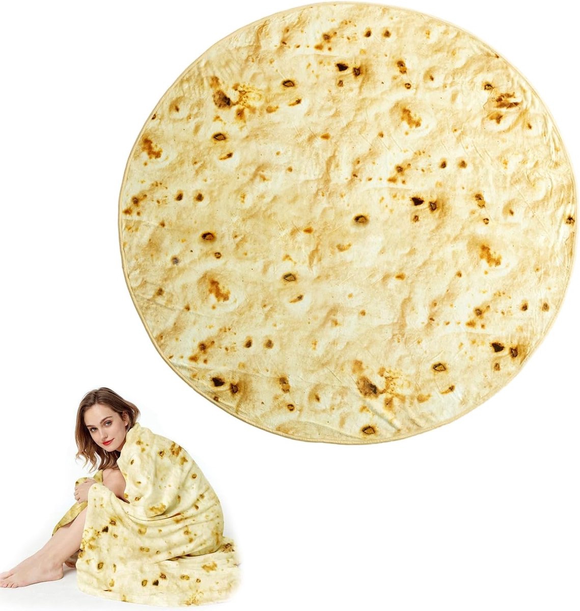 Burrito deken 122cm - zachte koraalfleece - trendy design - perfect voor buiten en binnen - ShopVlot