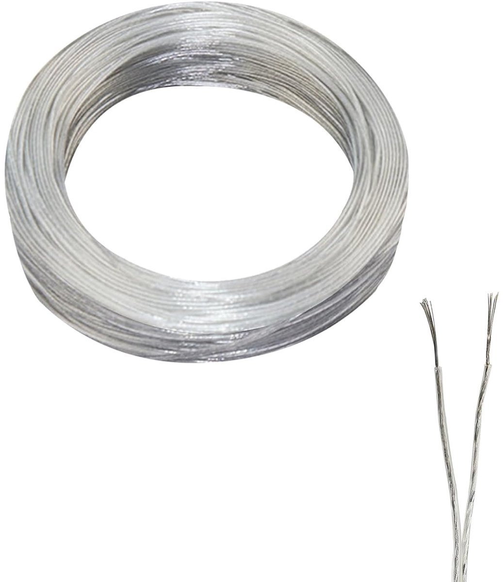 Transparante elektriciteitskabel 10M - 2-draads PVC flexibele kabel - 24 AWG - voor lampen en lichtkettingen - ShopVlot
