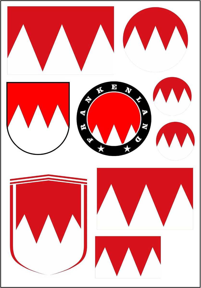 Kaart Frankenland 9 stuks - vinyl - contourgesneden - veelzijdig voor auto of motorfiets - ShopVlot