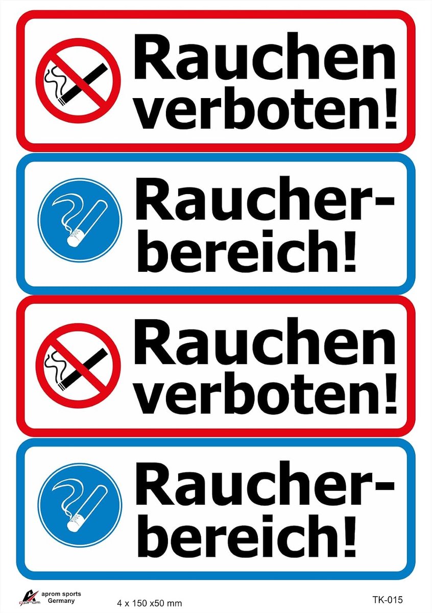 Stickers rookverbod 175x60mm - zelfklevend - glossy UV print - bescherm niet-rokers - ShopVlot
