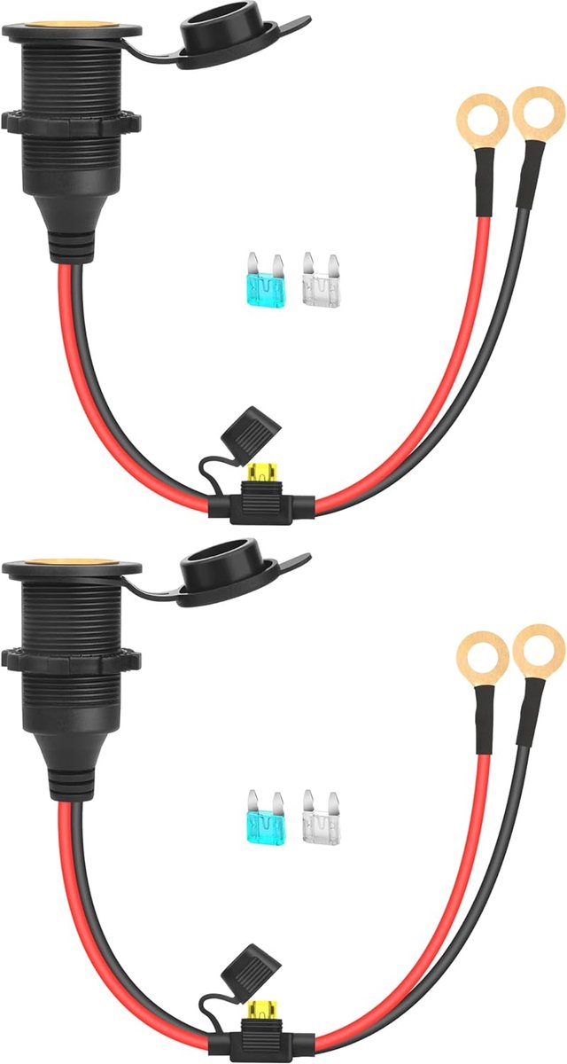 Sigarettenaansteker 12V/24V - 2 stuks met verlengkabel - Waterdicht en stofdicht - Ideaal voor vervanging of DIY - ShopVlot
