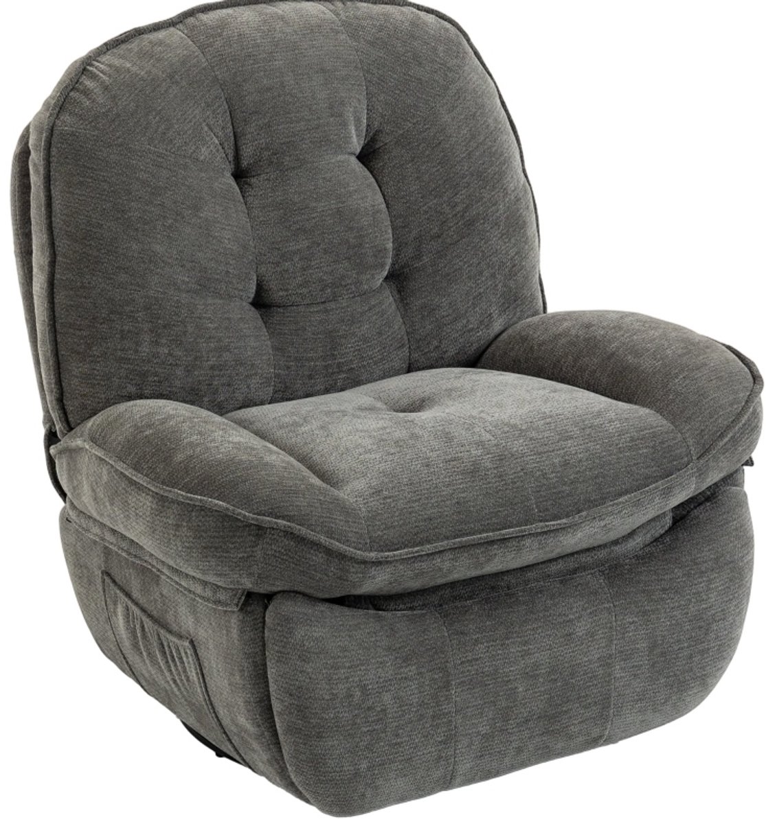 FloraGrace Relaxfauteuil 1-Zits - Draaibaar, Wip- En Ligfunctie Tot 145° - Met Armleuningen En Opbergvakken Voor Woonkamer Of Slaapkamer - Stof - Lichtgrijs