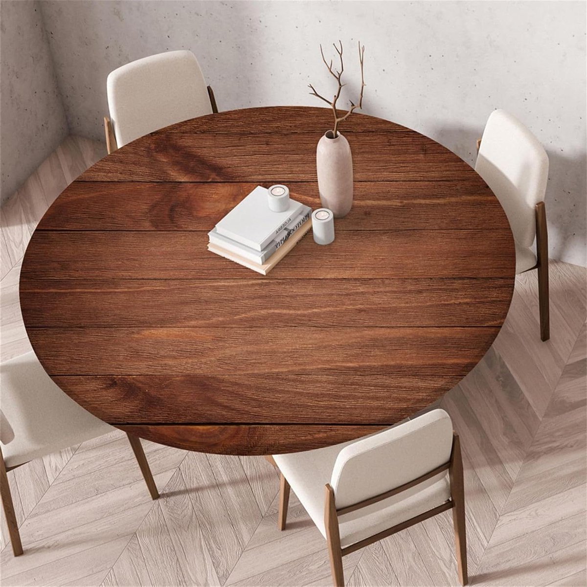 Ronde Tafelkleed - Tafelhoes Waterdicht - Bescherming Tafel - Elastische Rand - 60 cm Diameter - Koffie Bruin