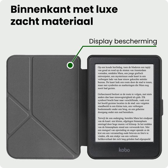 Hoes Geschikt voor Kobo Clara HD Hoesje Bookcase Cover Hoes Trifold Met Screenprotector - Hoesje Geschikt voor Kobo Clara HD Hoes Cover Case - Donkerblauw — afbeelding 5