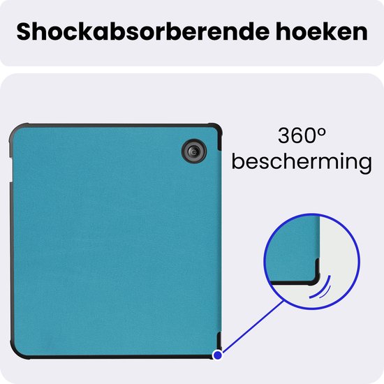 Hoes Geschikt voor Kobo Libra Colour - Luxe E-reader Bescherm Case - Hoesje Book Cover - Turquoise — afbeelding 5