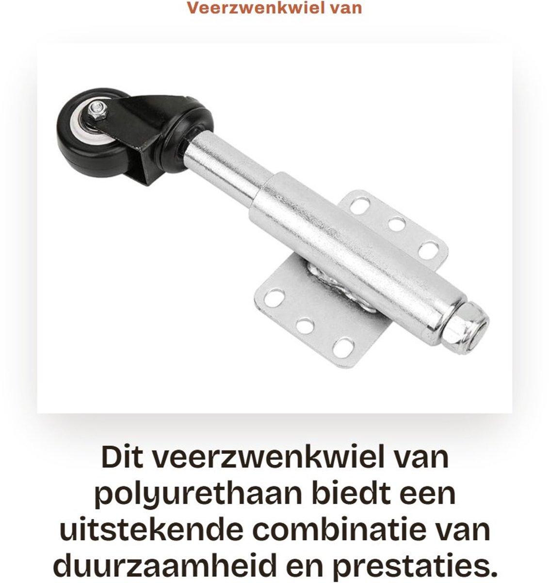 Dailygoods - Veerzwenkwiel van Polyurethaan - 5,1 cm met 110 kg Draagvermogen - Eenvoudige Bevestiging - Hoogwaardig PU Materiaal - Robuuste Constructie
