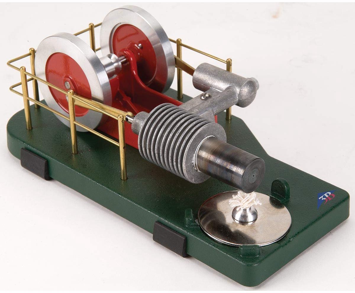 Stirling Motor - Warmtekrachtmachine Leer - Natuurkunde Demonstratie - Compact Ontwerp - 180x110 mm - Zilverkleurig