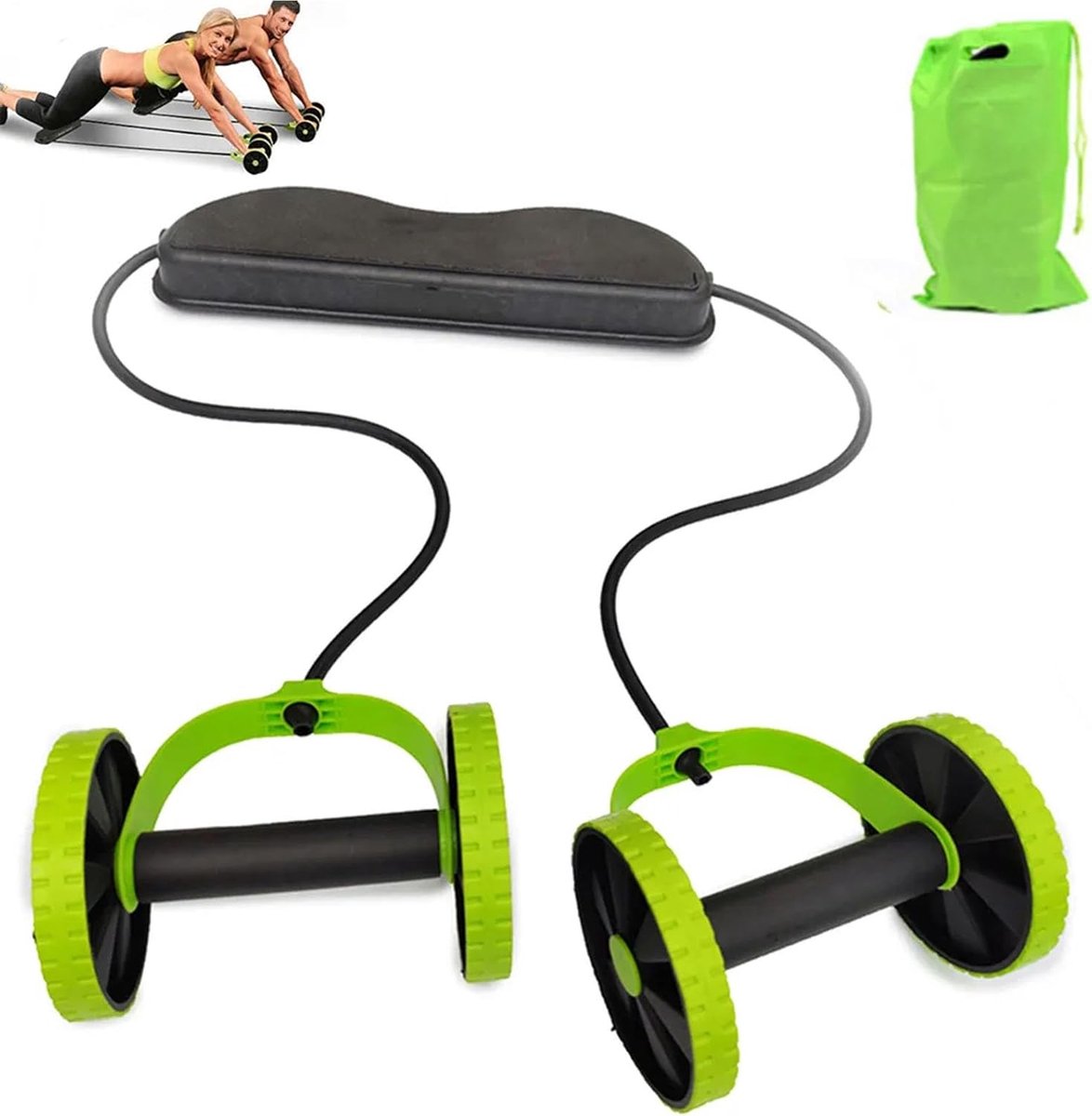 Buikwiel Set - Taille Trainer - Krachtige Core Training - Verstelbare Weerstand - 43 x 18.5 cm - Zwart