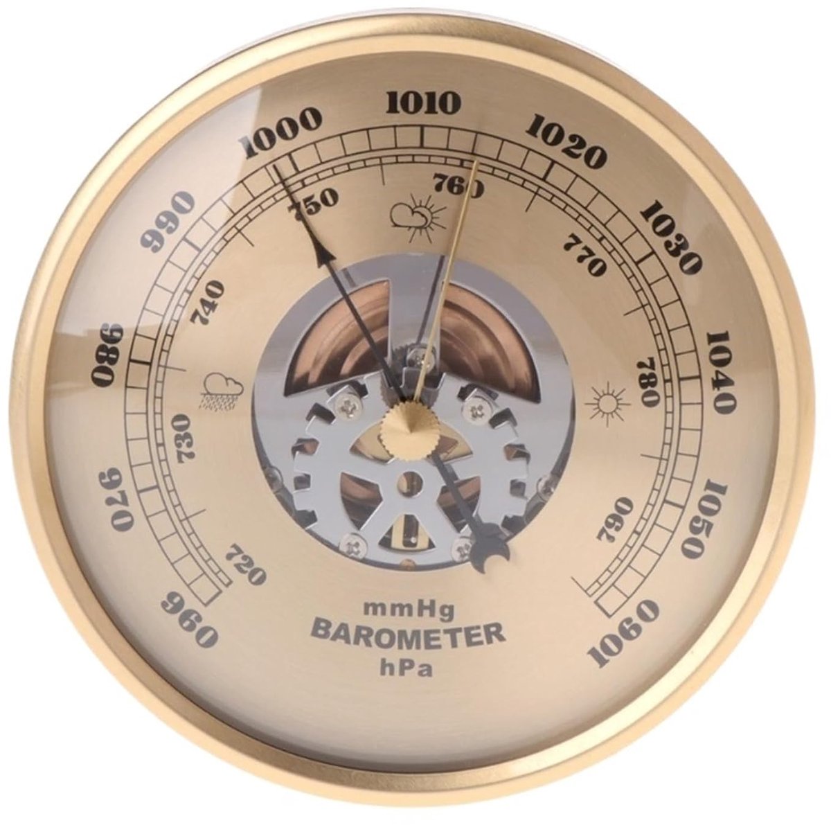 Barometer Weerstation - Weersvoorspeller Analoog - Weer Beoordelen - Hoge Precisie - 108 mm Diameter - Goud
