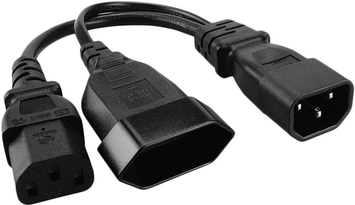 Male naar Female Y Split Power Cord 2 Polig en 3 Polig - 25CM Euro Stekker voor Apparaten
