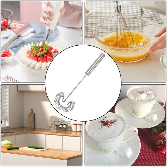 Handmixer - Klopper Garde - Beslag Maken - Versterkt Spiraalontwerp - 27 cm - Zilver — afbeelding 5