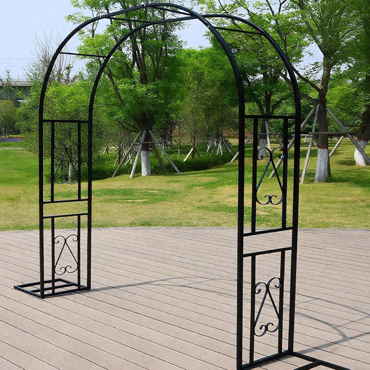 Metalen Rozenboog - Tuinboog Klimplant - Tuin Decoratie - Weerbestendig Staal - 230 cm Hoog - Zwart