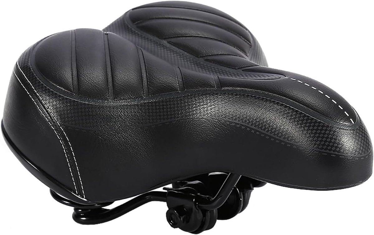 Fietszadel - Stadsfiets Zadel - Comfortabel Fietsen - Ergonomisch Ontwerp - Extra Breed - Mat Zwart