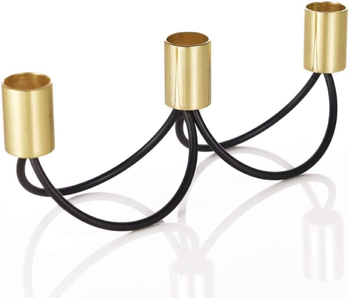 Kaarsenhouder Geometrisch - Metalen Kandelaar - Woondecoratie - Nordic Stijl - Maat A - Zwart