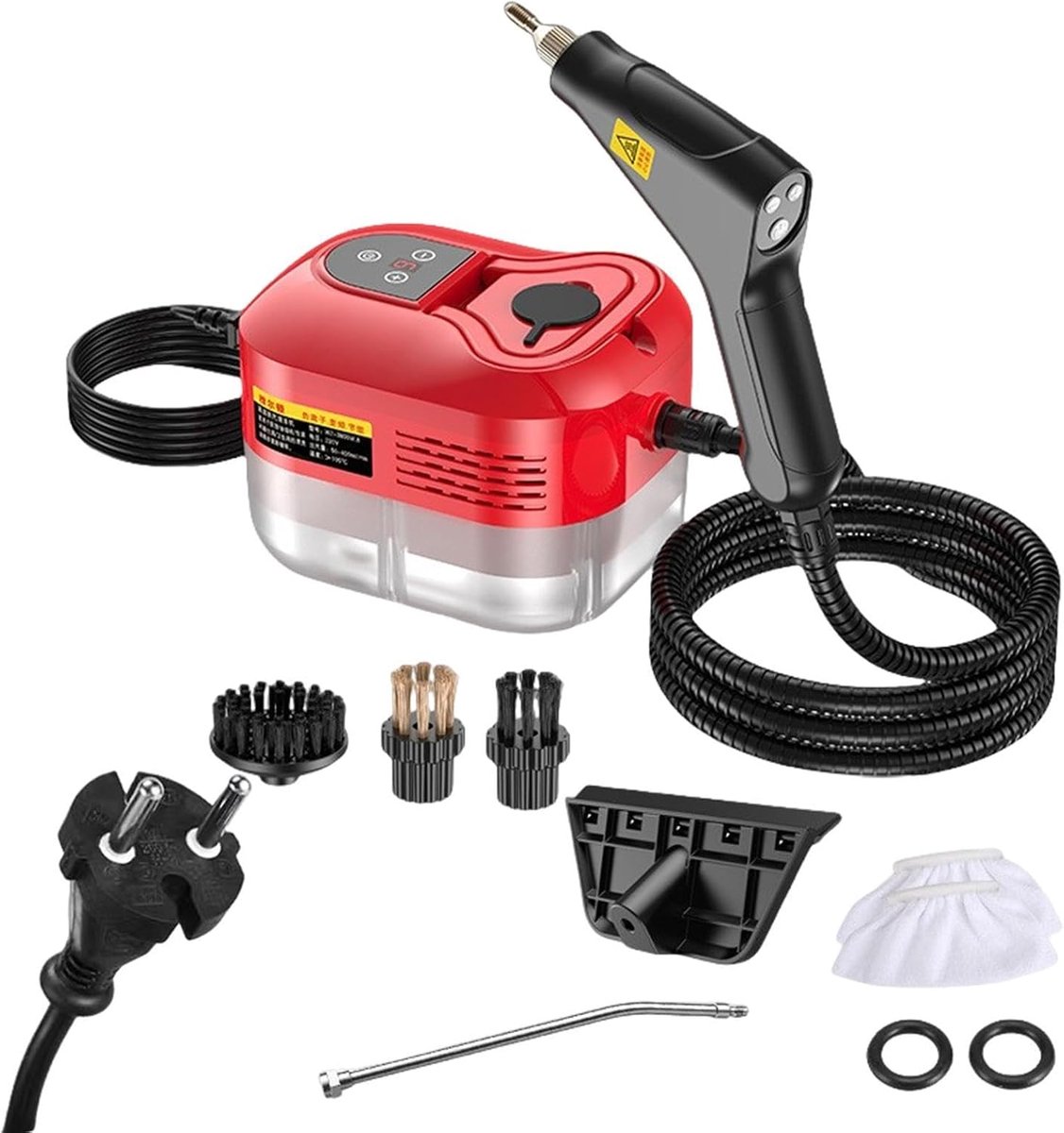 Stoomreiniger - Handheld reiniger - Hygiënisch reinigen - 6 standen instelbaar - 2500W - Rood