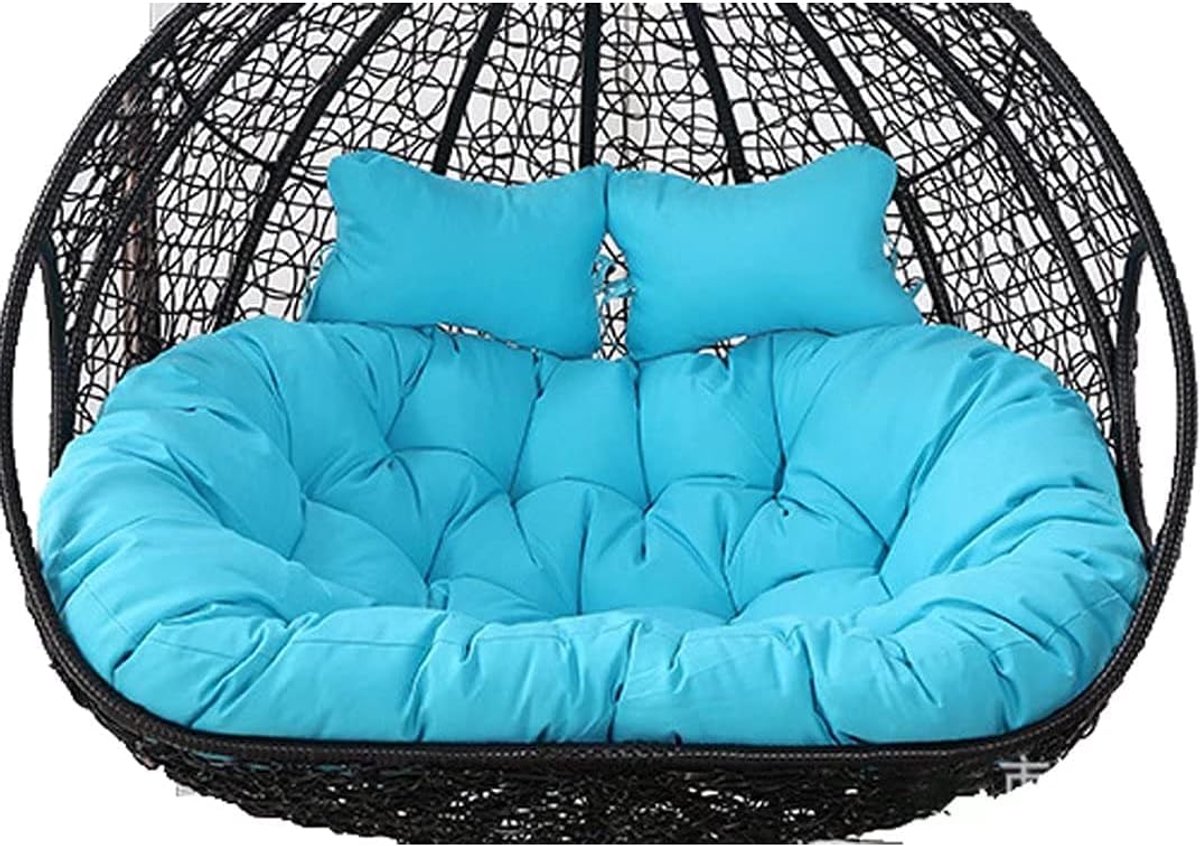 Zitkussen voor hangstoel - Dubbel kussen - Buiten relaxen - Extra dikke vulling - 150 x 110 cm - Blauw