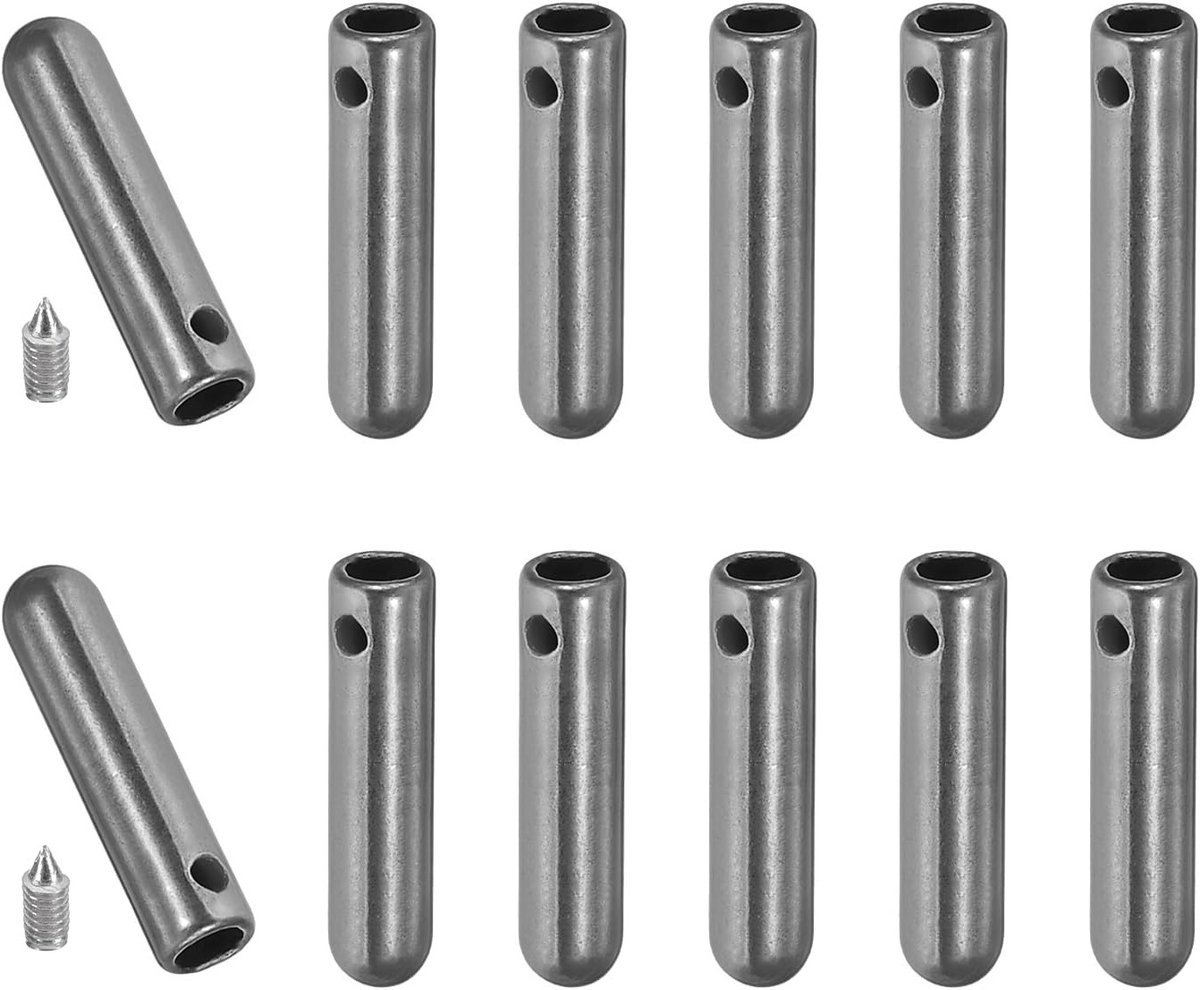 12 Stuks Schoenveters Tips met Schroef, 25mm Cilindrische Aglets voor Schoenveters Vervanging en Accessoires