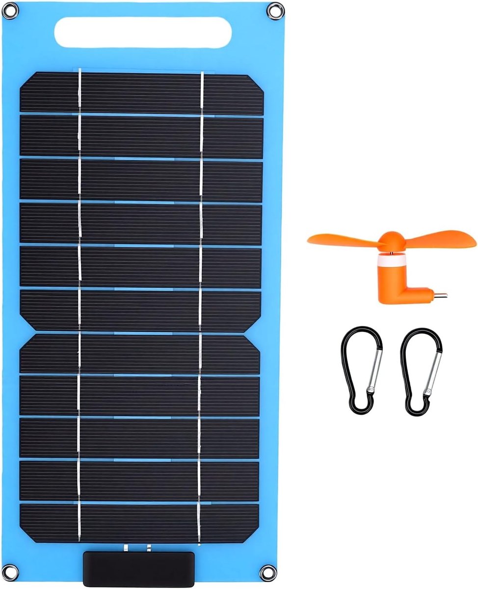 Draagbaar Zonnepaneel - Zonnelader - Outdoor Activiteiten - Dubbele Type C Poorten - 30W Vermogen - Zwart