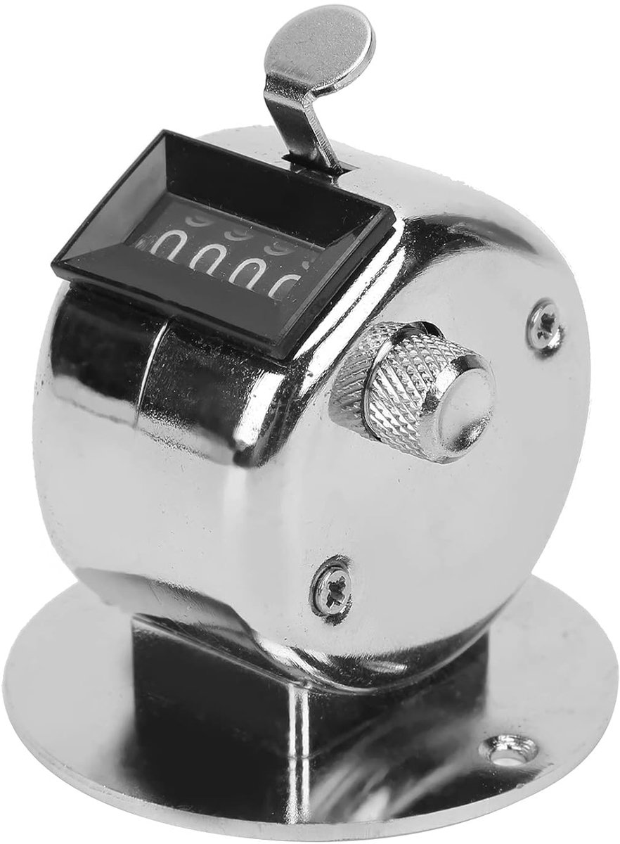 Handtelapparaat Roestvrij Staal - Handmatige Teller - Inventaris Tellen - Batterijloos 4-Cijferig - Compact Formaat - Metaal