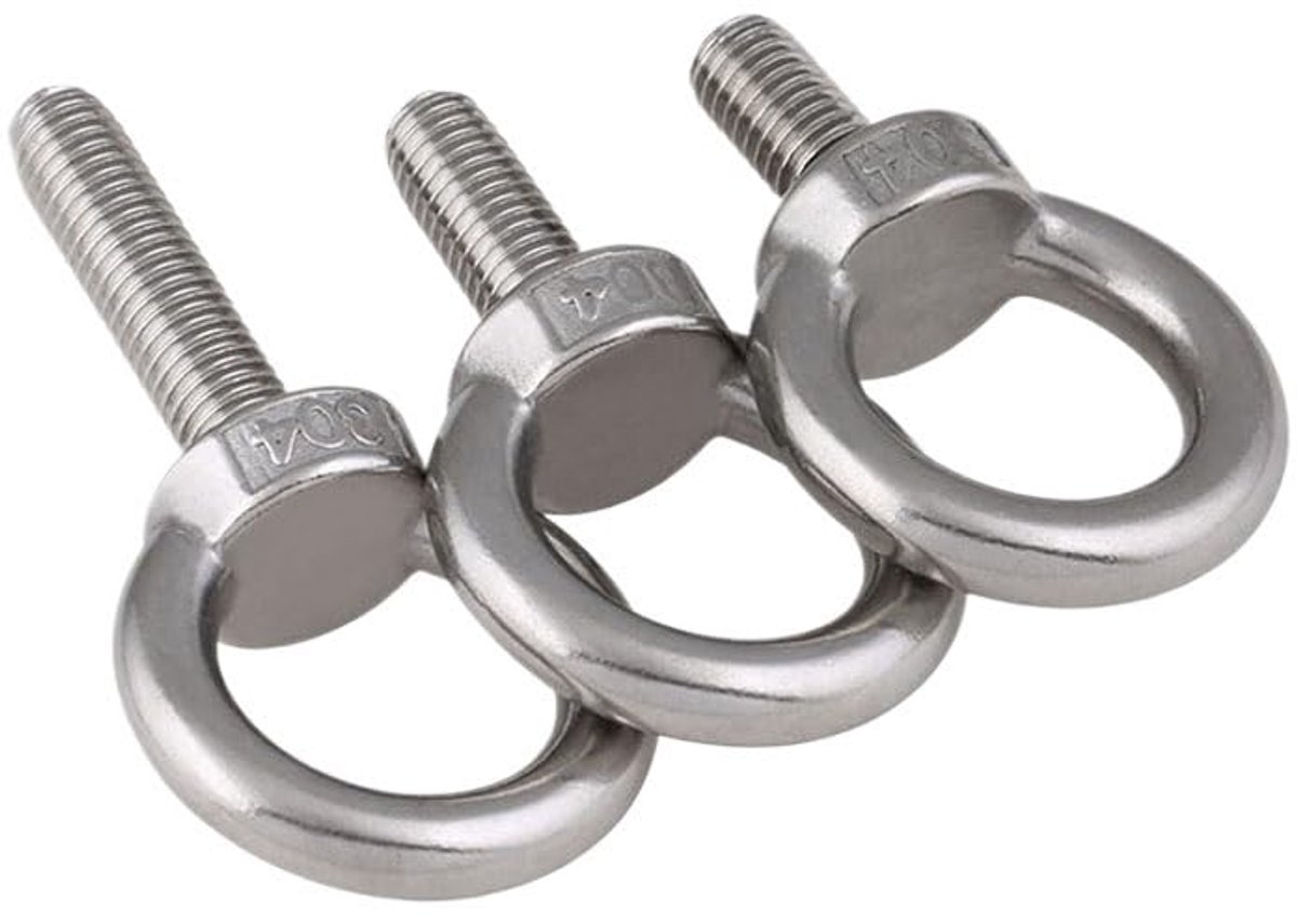 Oogbouten Roestvrij Staal - Ringbouten Bevestigers - Hangende Bevestiging - Corrosiebestendig Materiaal - M6 x 25 mm - Zilverkleurig