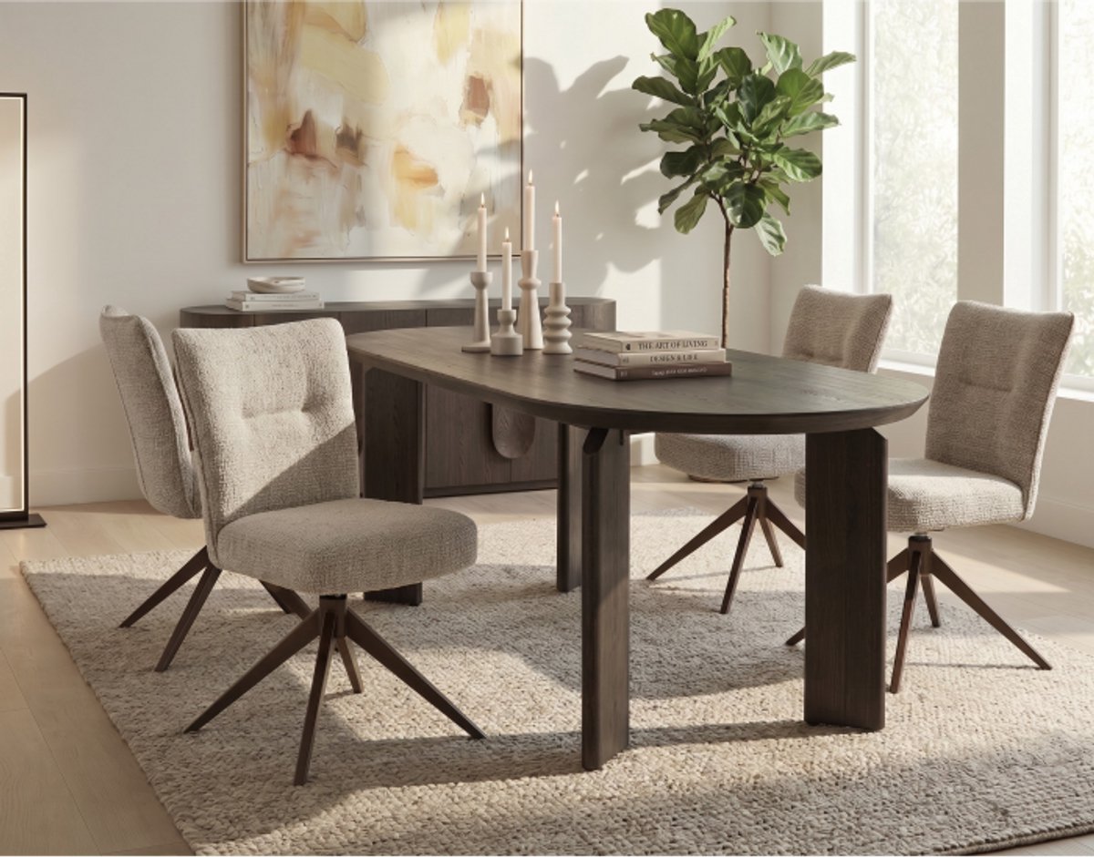 Tower Living Allure Eettafel ovaal eiken donkerbruin 220x100x76 cm - espresso bruin